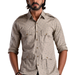 Men's Green Tint Hunting Shirt | Printed Cotton Outdoor Wear | Comfort & Style